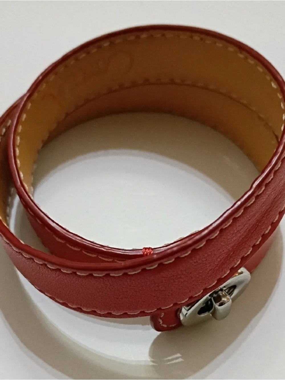 Coach Red Leather Strap with Silver-Tone Eyelet
